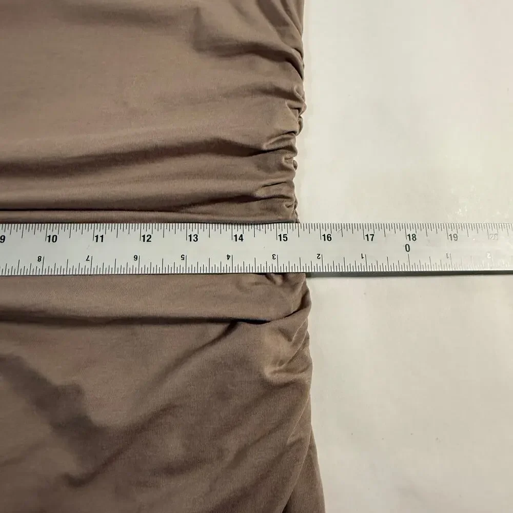 Abercrombie & Fitch Paloma Maxi Dress L Petite Taupe Gray Clean Girl Chic